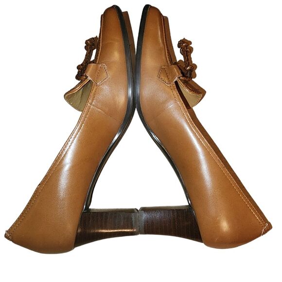 Etienne Aigner Nowell Light Caramelr Braided Accent Heeled Loafers Size 6 - Picture 6 of 10